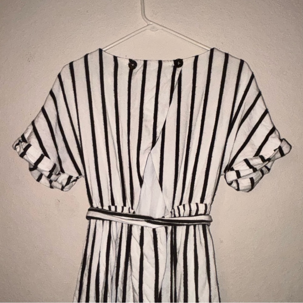 CROSBY by Mollie Burch Black and White Striped Midi Dress - Picture 2 of 4